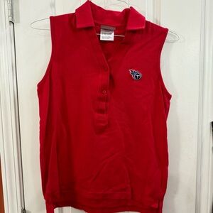 Red Vintage Reebok Women’s Sleeveless Polo with NFL Tennessee Titans Logo Sz L